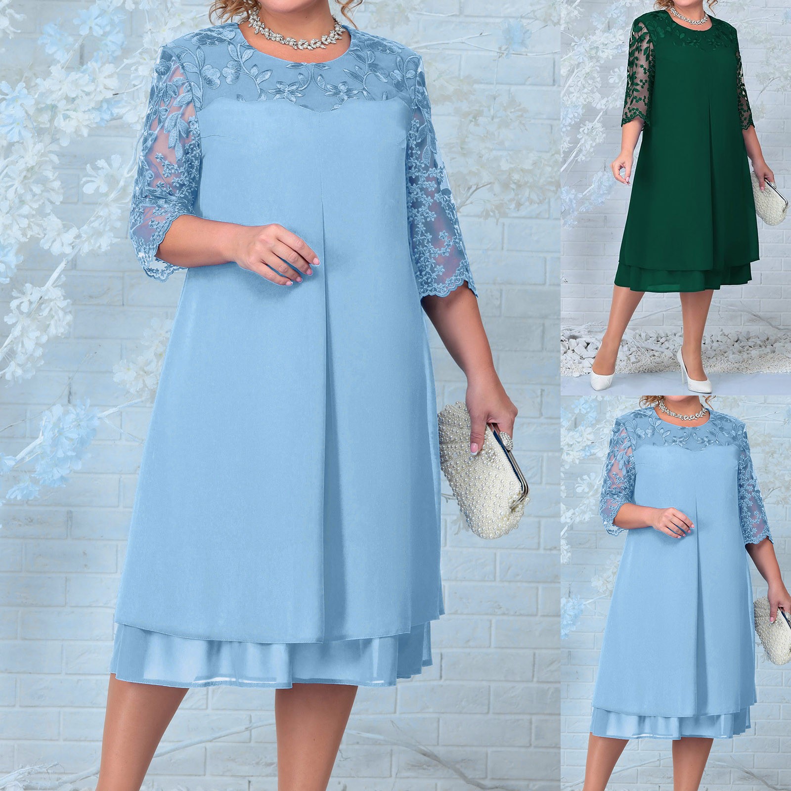 Grande robe brodée de fleurs pour femmes, robes élégantes pour femmes, invité de mariage, été, 2024, 3/4