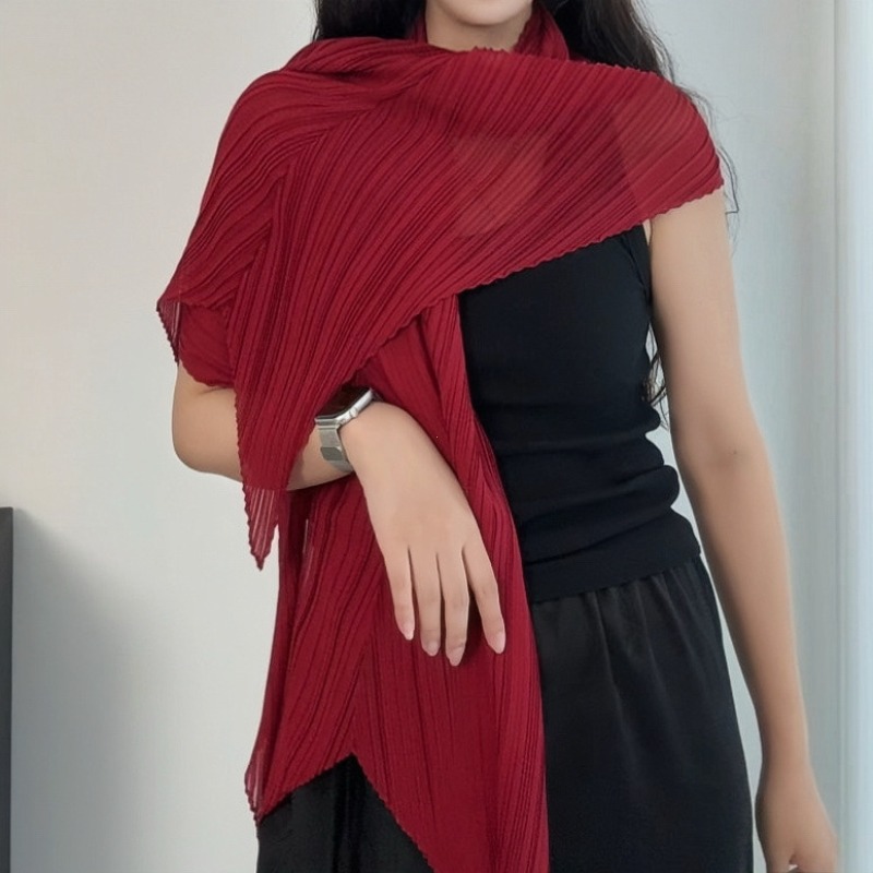 Écharpe plissée pour femme, châle en tissu, mode coréenne, foulard fin de protection solaire, foulard femme de luxe, marque Hijabs pour femme