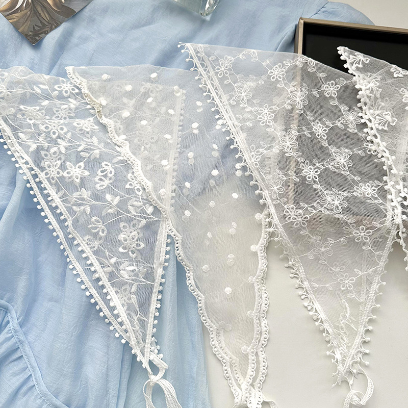 Foulard Triangle en dentelle de Style français, foulard Floral Vintage pour filles, Bandana transparent de printemps et d'été, garniture de taille, accessoires de photographie