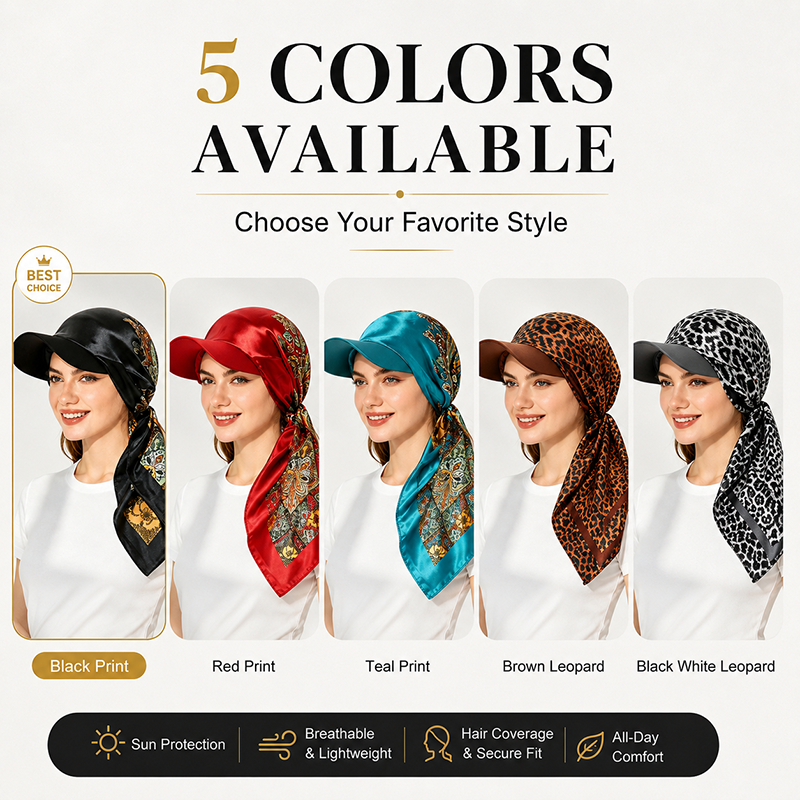 Foulard d'été pour femme en satin, visière imprimée, bandana triangulaire en polyester, couvre-cheveux, protection solaire, chapeau d'extérieur