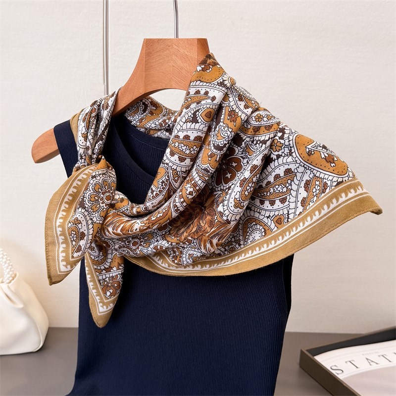 Foulard carré doux pour femmes, 65x65cm, décoration de luxe, imprimé Paisley, sensation de coton, Foulard chaud, Bandana, cravate de cou