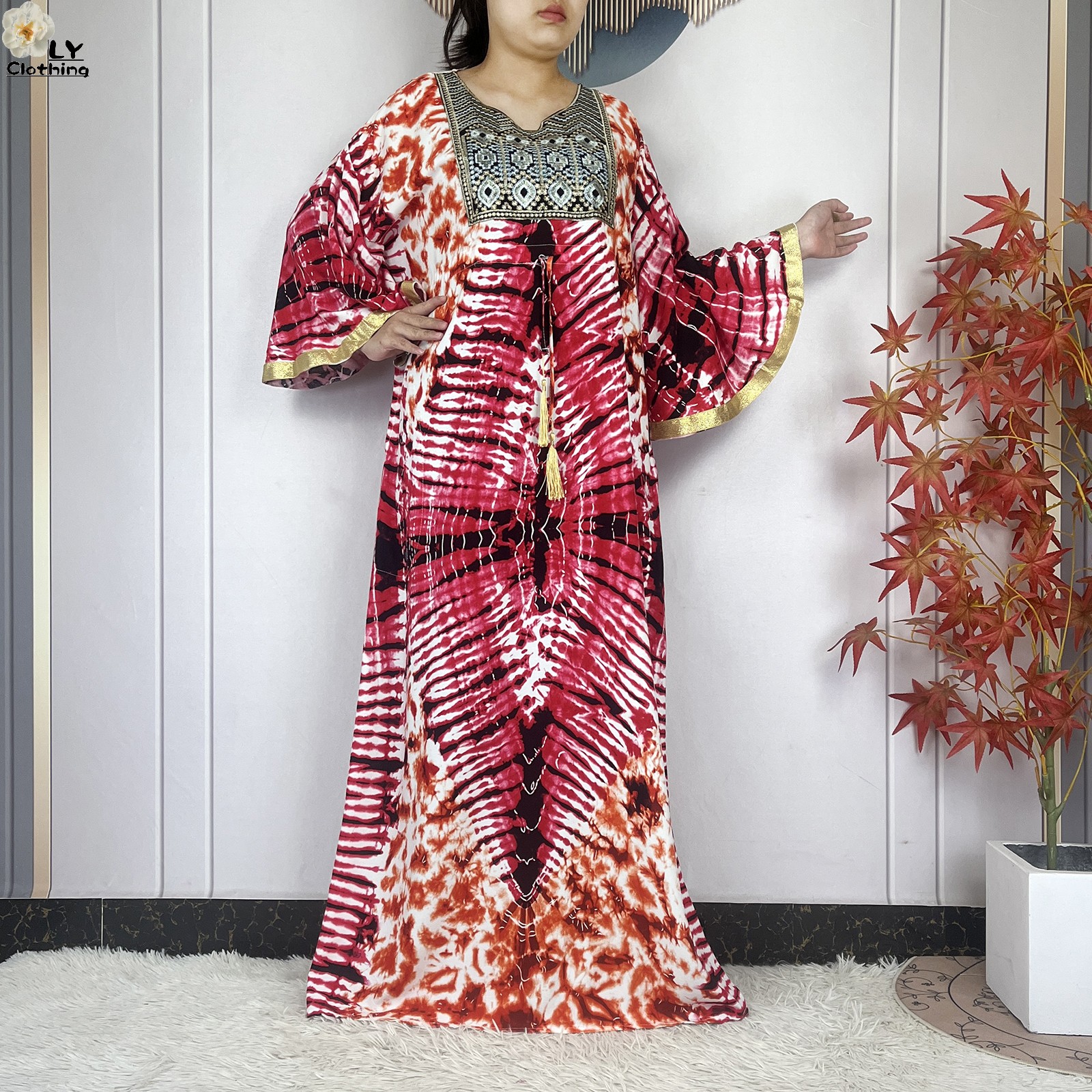 Abaya – Robe musulmane pour femmes, manches chauve-souris, ample, en pur coton, teinture par nouage, Kaftan de dubaï, Maxi, vêtements africains Vintage, nouvelle collection