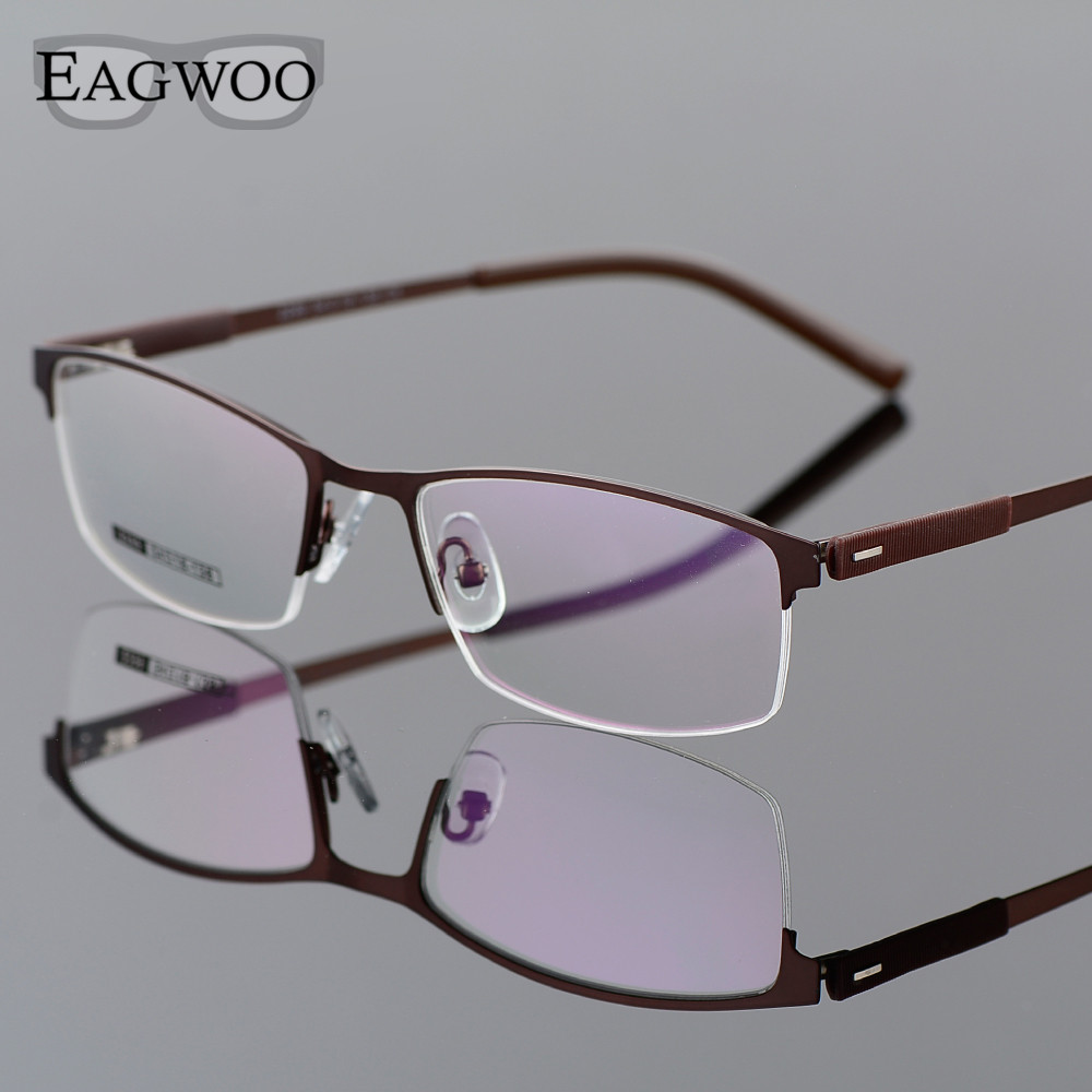 EAGWOO affaires lunettes cadre demi jante lunettes optiques hommes lunettes or cadre lunettes pour myopie lecture printemps Temple 2299