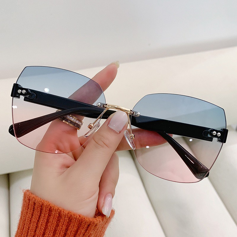 Lunettes de soleil rétro pour femmes, sans monture, nickel é, plage, été, UV400