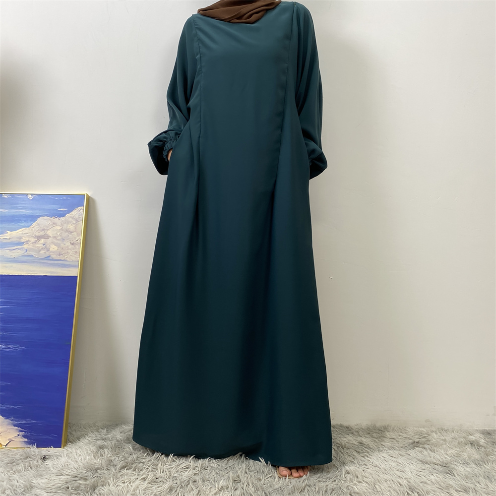 Robe longue ajustée à manches longues pour l'allaitement, style musulman, mode Dubaï Moyen-Orient, vêtement islamique populaire pour femme