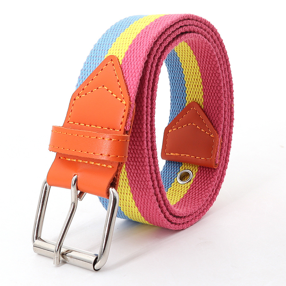 Ceinture à épingles en toile rayée arc-en-ciel pour femmes, ceinture en nylon DulNylon, ceinture gothique Boho, ceinture coréenne, mode décontractée, luxe, haute qualité