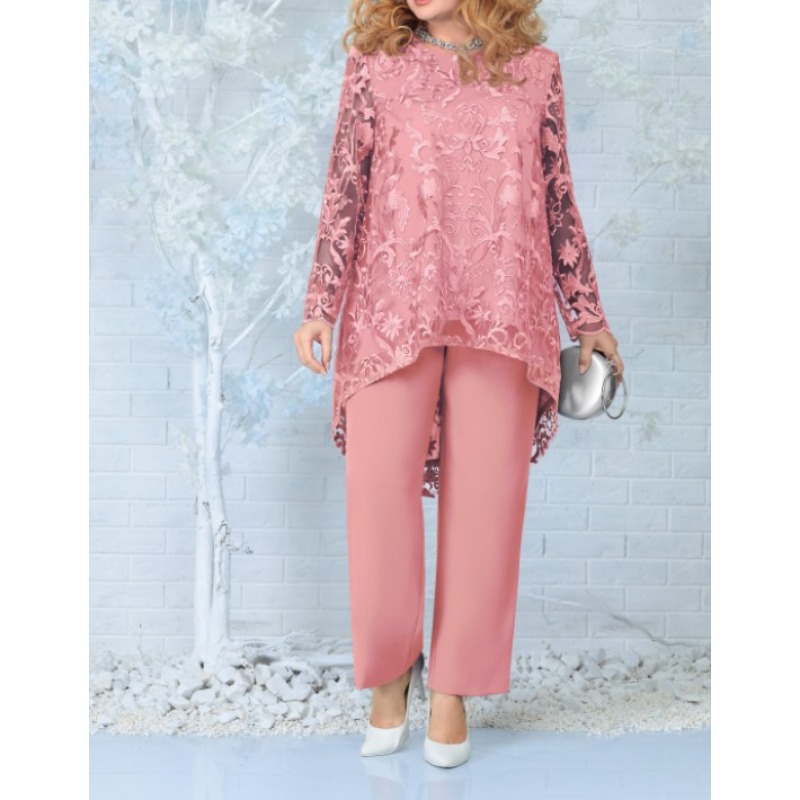 Robe de soirée pour femmes, pantalon en dentelle brodée, ensemble de robe de cocktail deux pièces, taille plus, ensemble deux pièces pour femmes, été