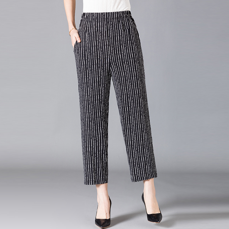 XL-8XL été femmes sarouel décontracté taille haute pantalon imprimé taille élastique femmes d'âge moyen fjSummer bas