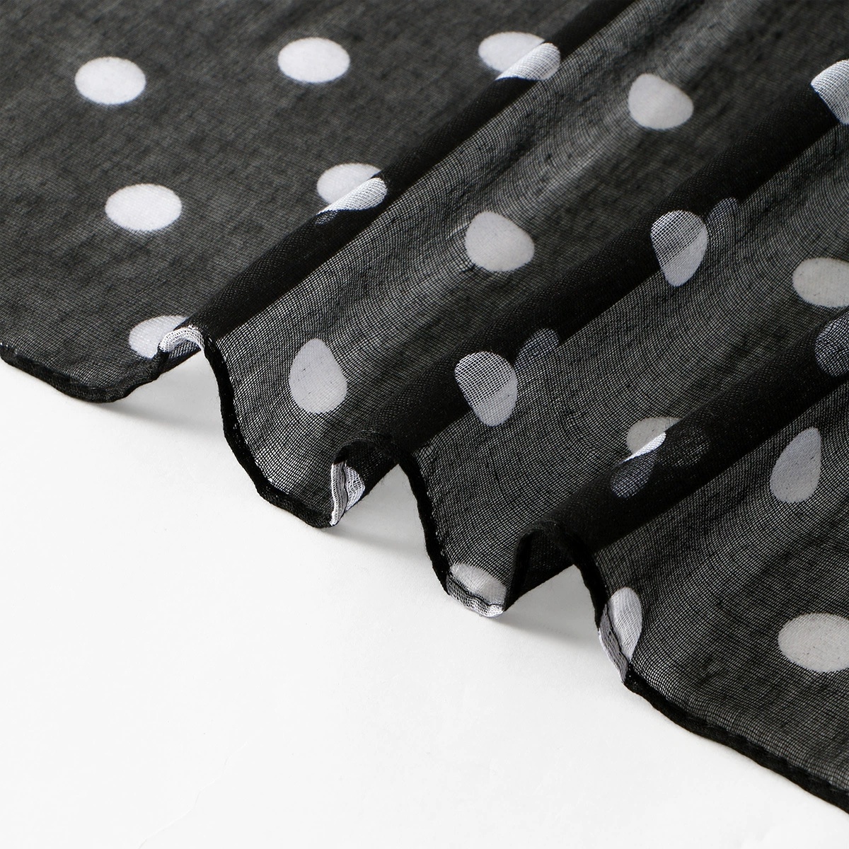 Écharpe à pois pour femme en mousseline, nouveau foulard arabe d'été, protection solaire, hijab noir et blanc