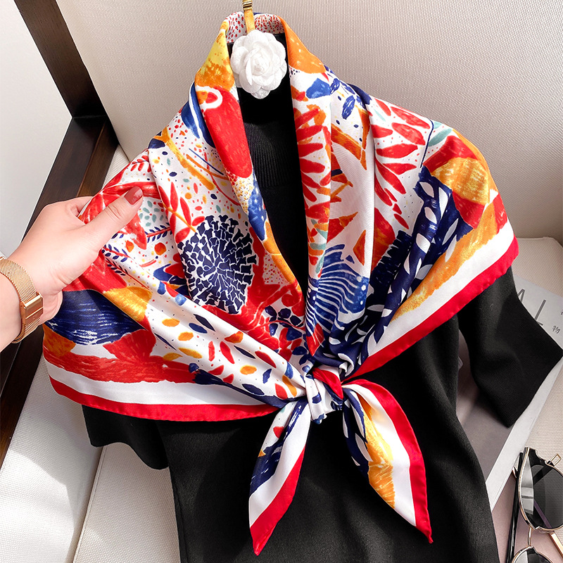 Foulard de Styliste de Marque pour Femme, Peinture à l'Huile Aztèque, Carré, Petit Mouchoir, Sac à Dos, Hijab, 90x90cm, 2023