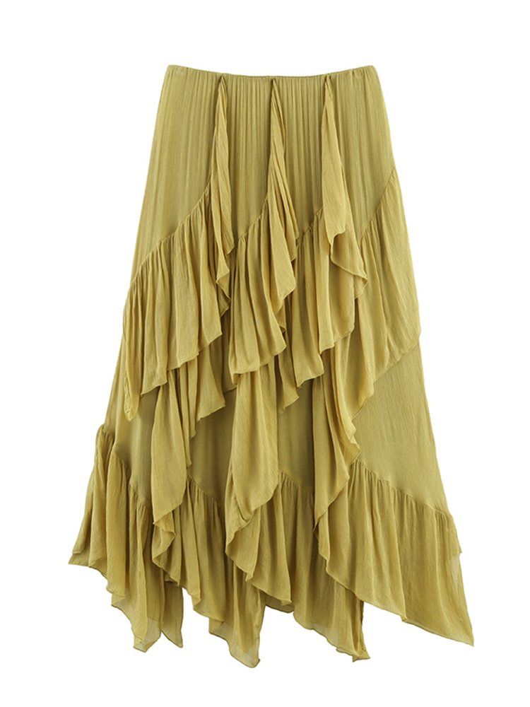 Ensemble jupe à volants élégante pour femmes, Sexy, dentelle, sans manches, hauts transparents, ligne A, jupes en cascade, tenues de printemps et d'été pour dames, 2026