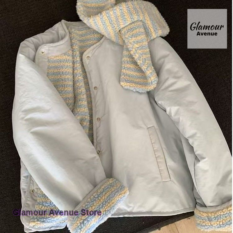 Coréen doux double face porter polaire coton rembourré veste manteau femmes automne et hiver nouvelle écharpe épaissie Joker haut.