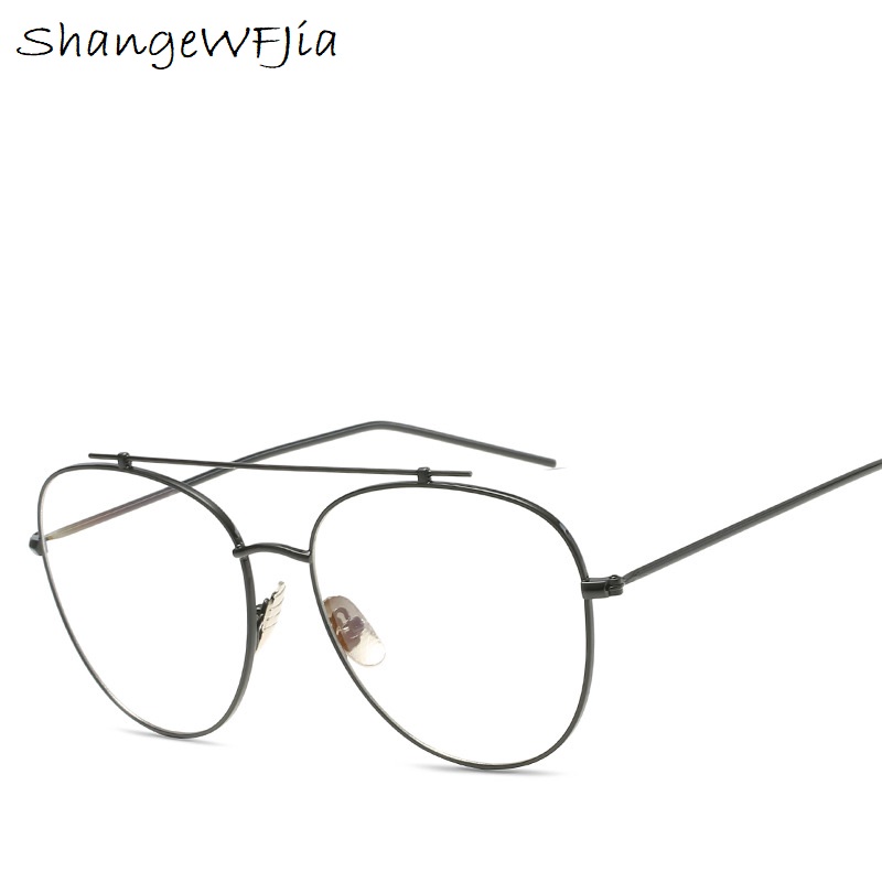 Mode Anti bleu cadre Vintage lunettes femmes surdimensionné métal lunettes cadre hommes clair lentille lunettes or optique Spectacle