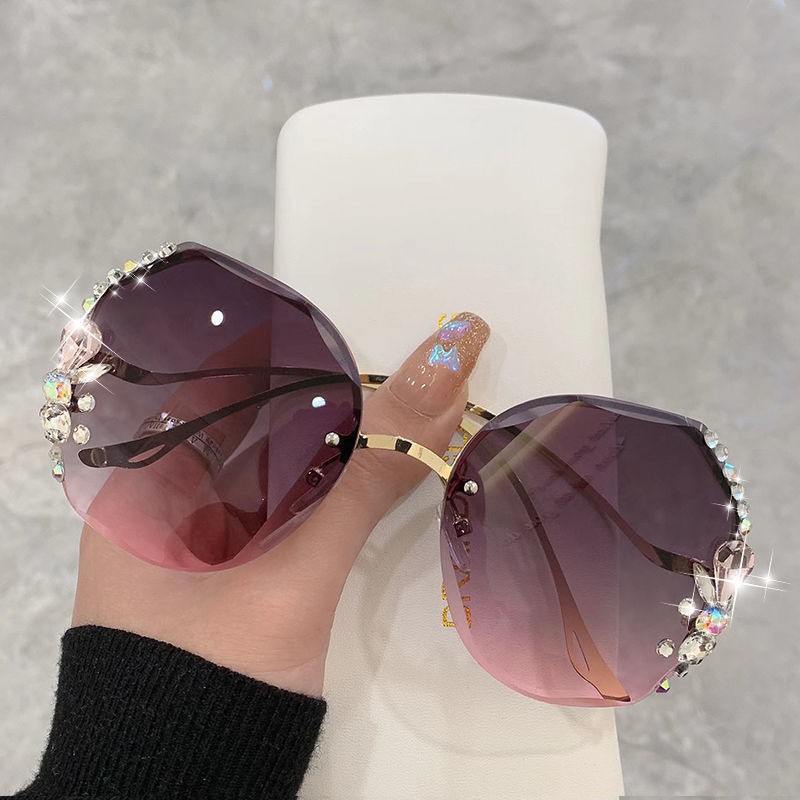 Lunettes de soleil vintage sans monture avec biscuits pour femmes et hommes, lunettes de soleil à lentilles dégradées, nuances pour femmes, design de marque de luxe, mode 2023