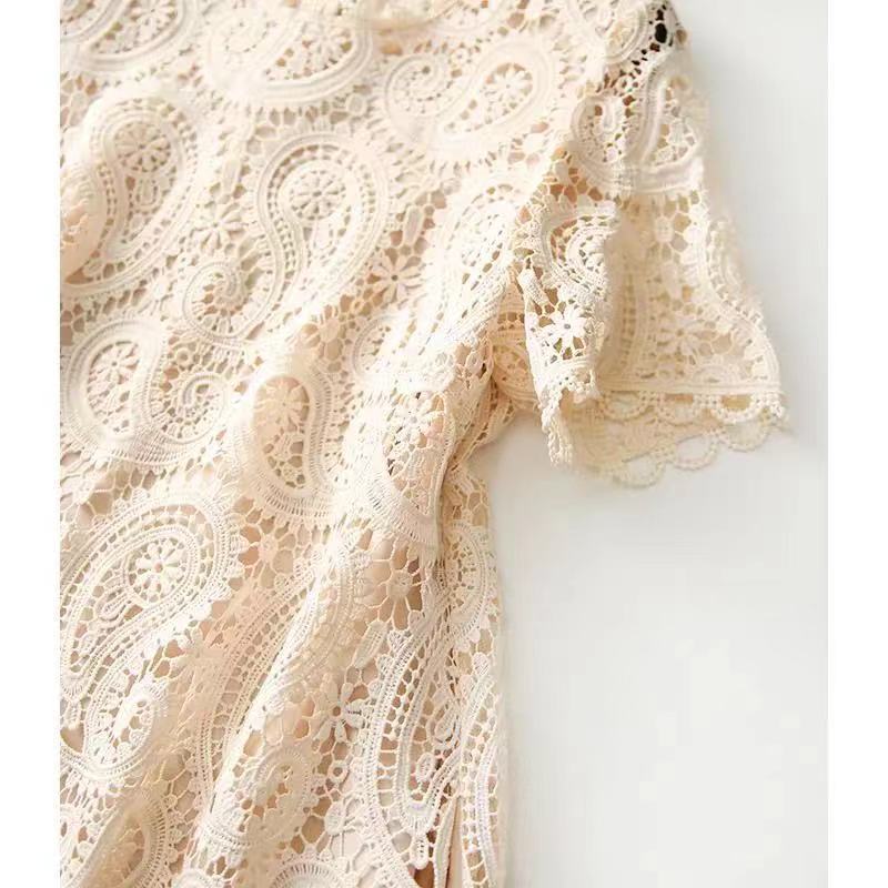 Robe en dentelle robe d'été pour femmes 2025 mode jupe française à manches courtes