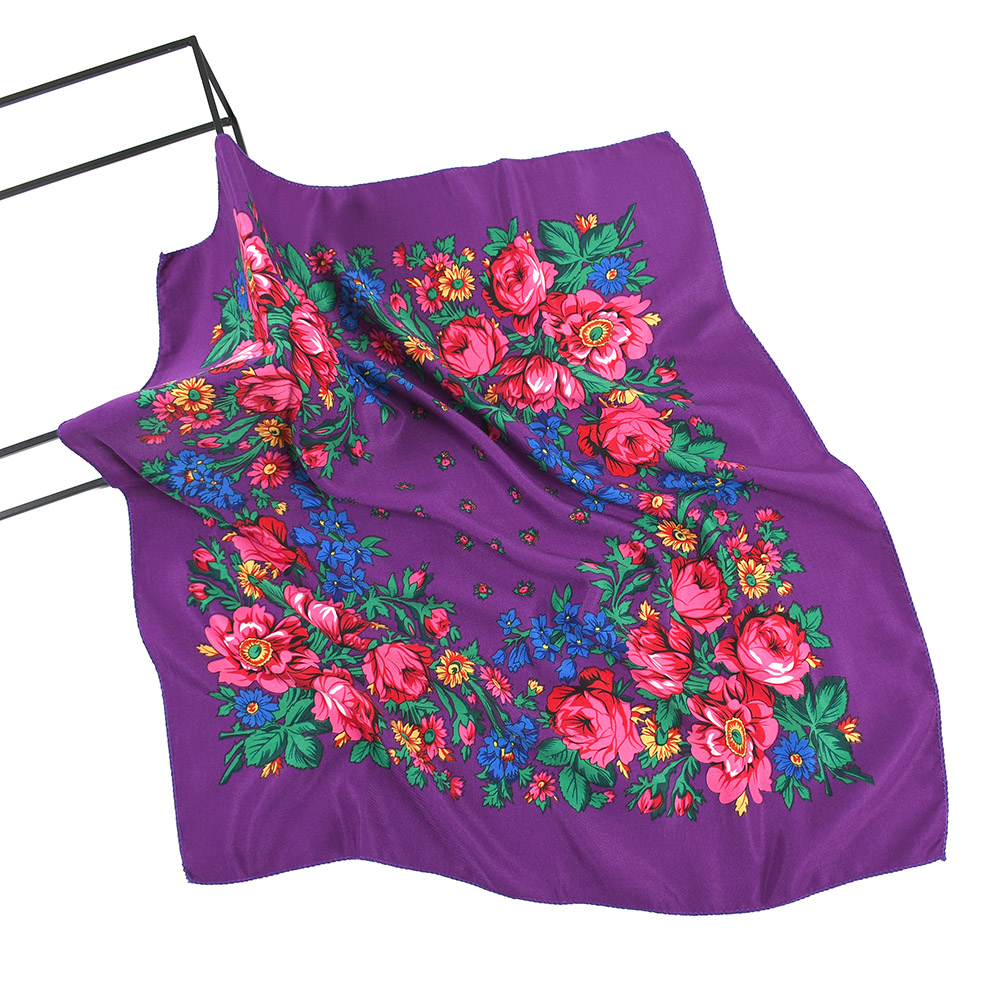 Paréo de luxe pour femmes, accessoires, bandeau carré, mouchoir de tête russe, Bandana, Style imprimé ethnique, 70CM