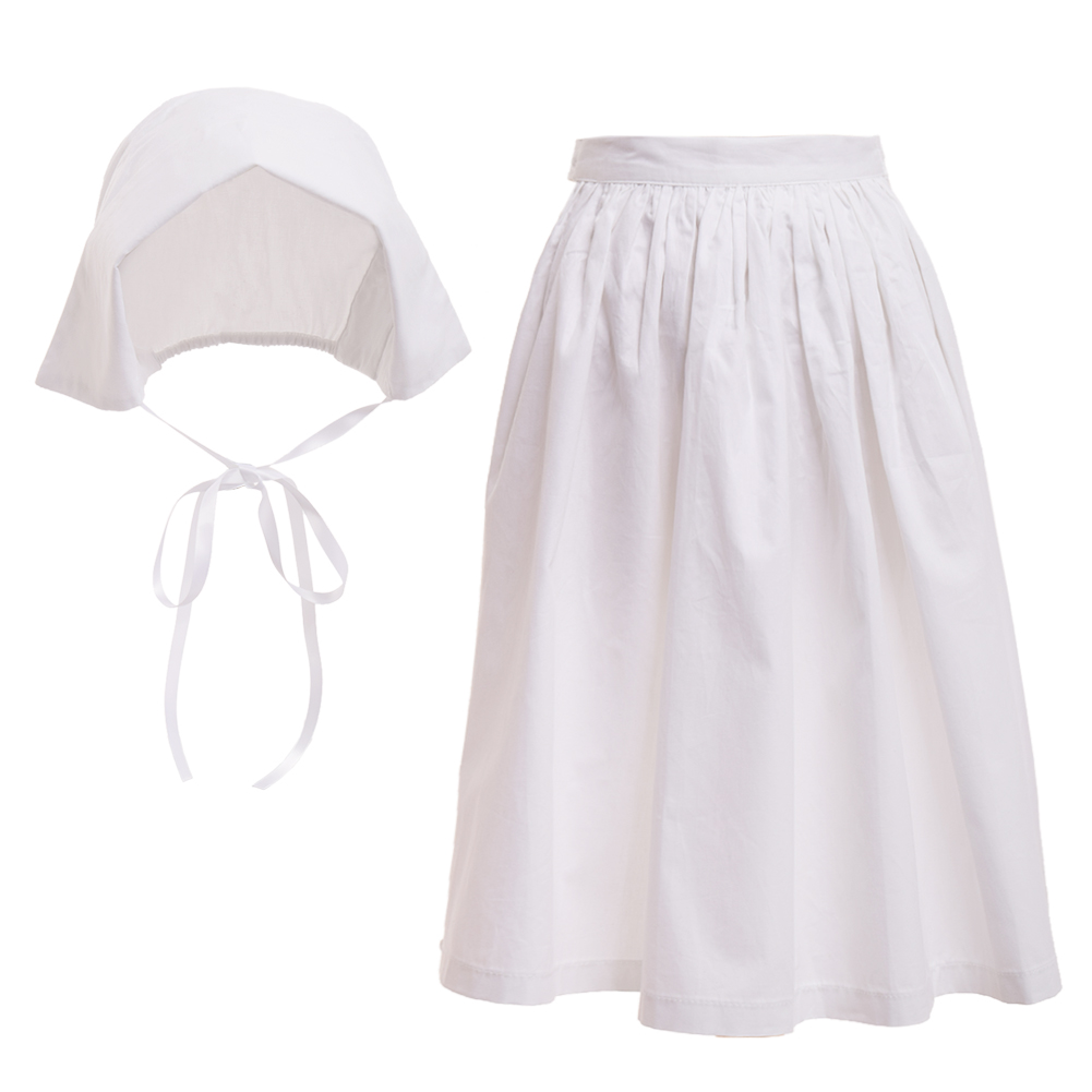 Tablier et bonnet de pèlerin de style colonial pionnier