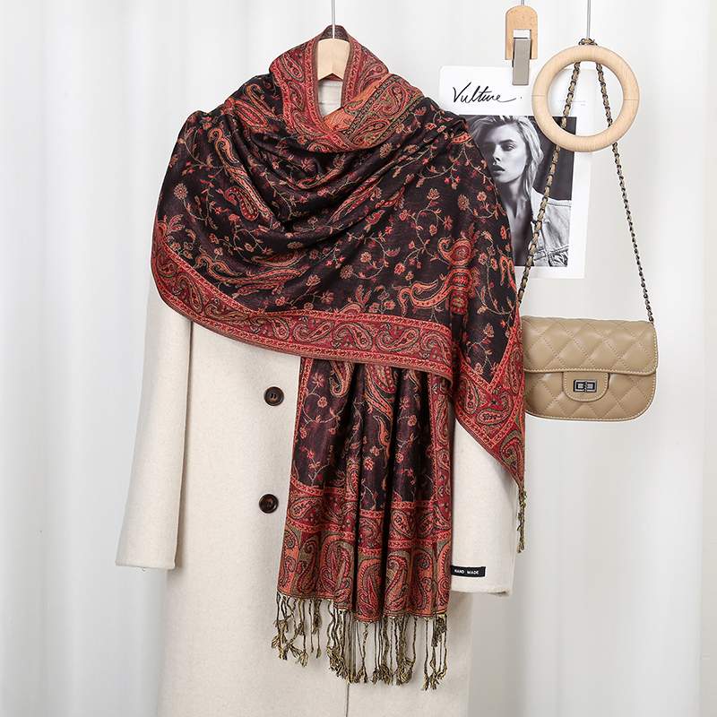 Ethnique Paisley broderie Viscose Hijab rétro noix de cajou coton femmes musulmanes écharpe enveloppes dames élégant châles Turban foulard