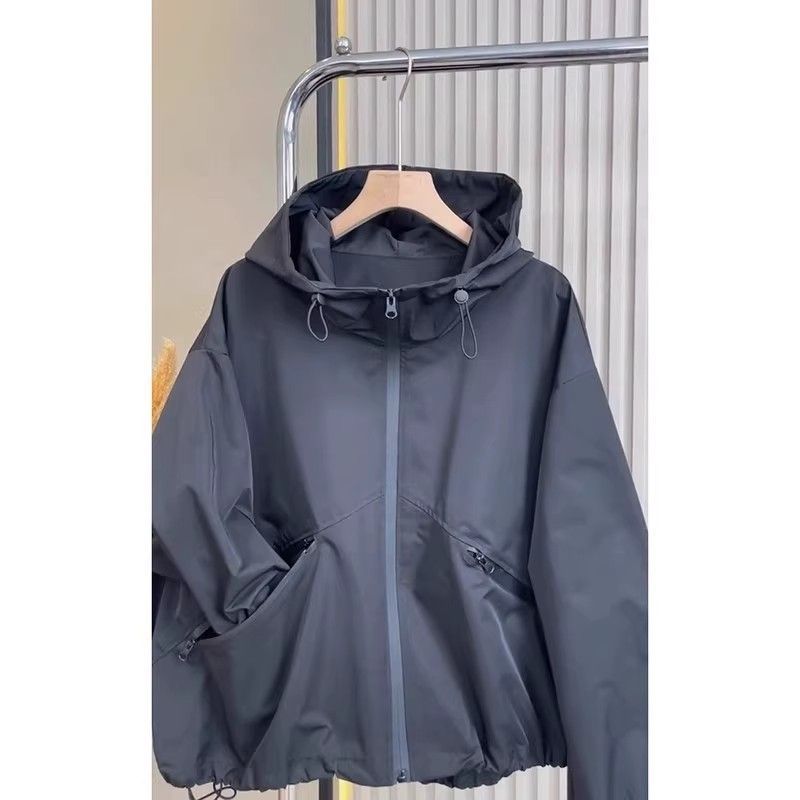 Veste à capuche noire décontractée pour femme, manteau tendance, haut haut de gamme, nouveau, populaire, automne