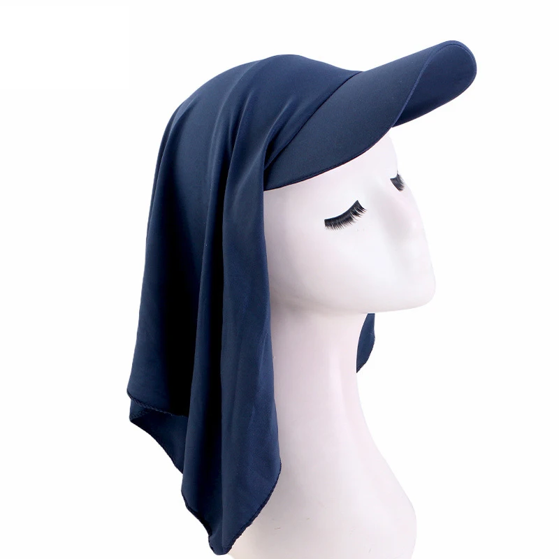 Casquette à Bord pour Femme Musulmane, Visière Solaire avec Turban artificiel astique Pré-Attaché, Foulard de Tête, Hijab, Perte de Cheveux, Chapeau d'Extérieur, Bandana, Sauna