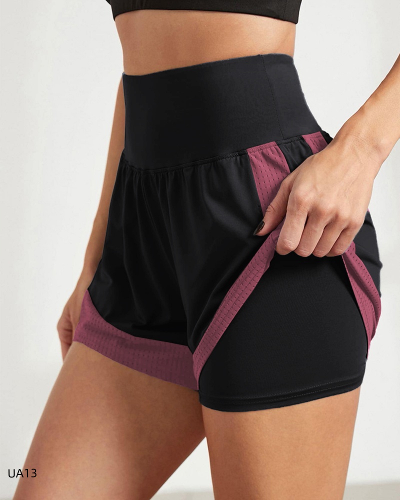 Shorts de sport pour femmes, vêtements de sport, shorts de course à double couche, shorts de plage 2 en 1, entraînement de fitness en salle de sport d'été, shorts de jogging