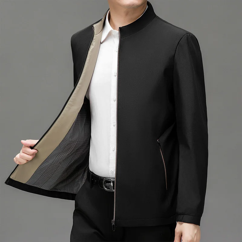 BROWON marque hommes veste quotidienne décontracté couleur unie col montant travail affaires résistant à l'usure automne veste pour les déplacements masculins