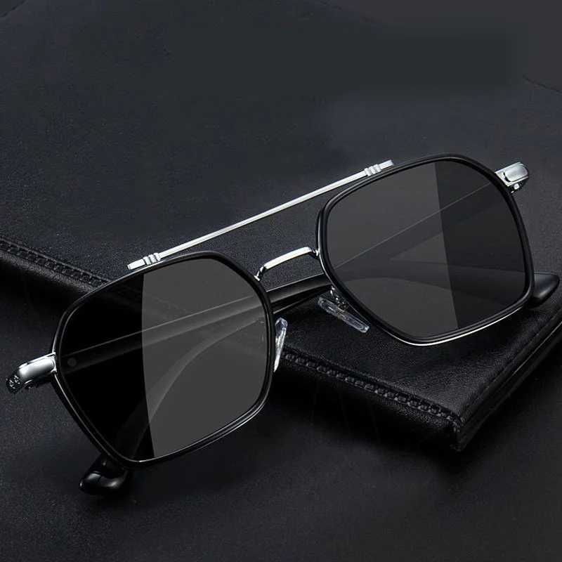 Lunettes de soleil photochromiques pour femmes/hommes, monture métallique UV400, lunettes de mode