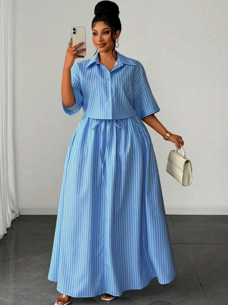 Robes et ensembles 2 pièces grande taille L-4XL pour femmes – Tenues décontractées d'été et d'automne – Robe longue maxi oversize 3XL 4XL