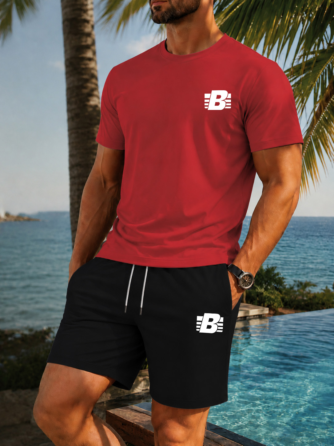 Ensemble de survêtement décontracté pour homme 2 pièces : T-shirt à manches courtes + short, séchage rapide, respirant, idéal pour la gym, le fitness et la course à pied