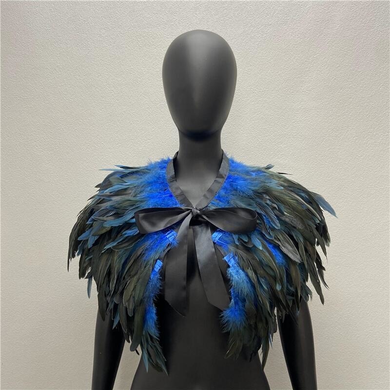 Châle de Style Gothique pour Femme, Foulard de Cou, Robe de Dinde, Cape d'Halloween, Fourrure, Plume, ixde Mariage, Cosplay