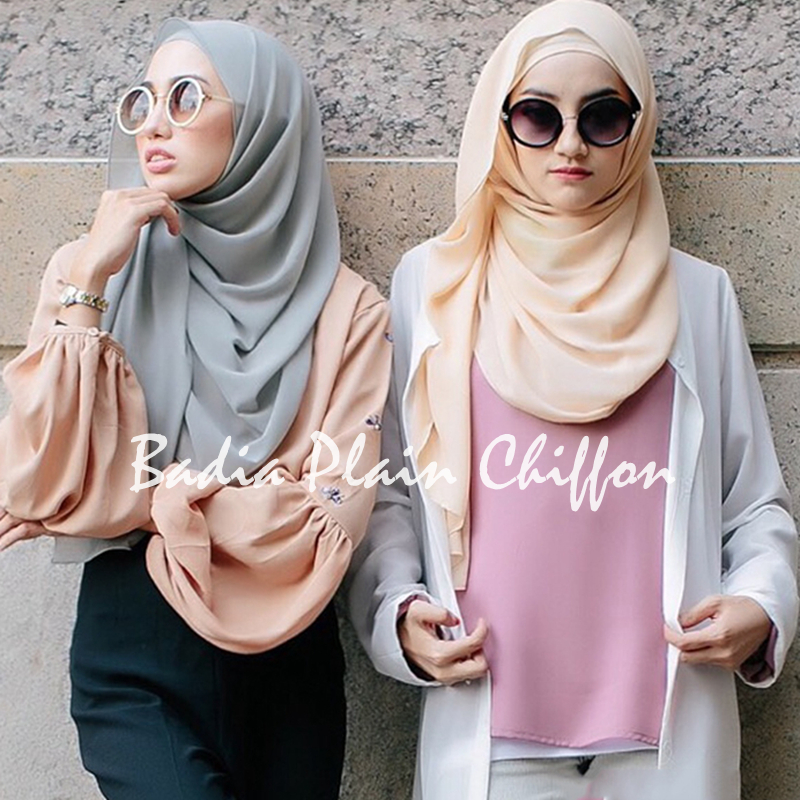 Foulard Hijab en Chiffon pour Femme 70*180cm Léger Couleur Unie Voile Musulman Long Châle Écharpe Coiffe Islamique