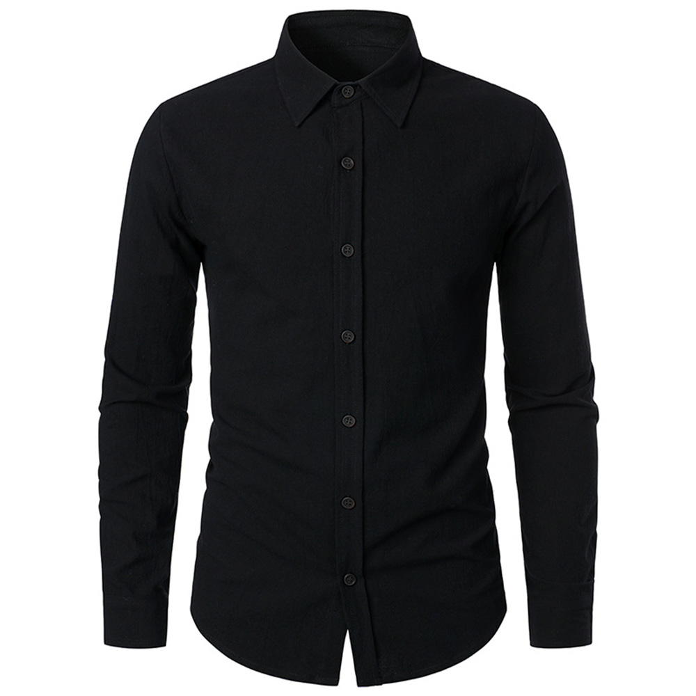 Chemise d'affaires en lin de coton pour hommes, coupe couvertes, manches longues en Y, chemises formelles décontractées, printemps, automne