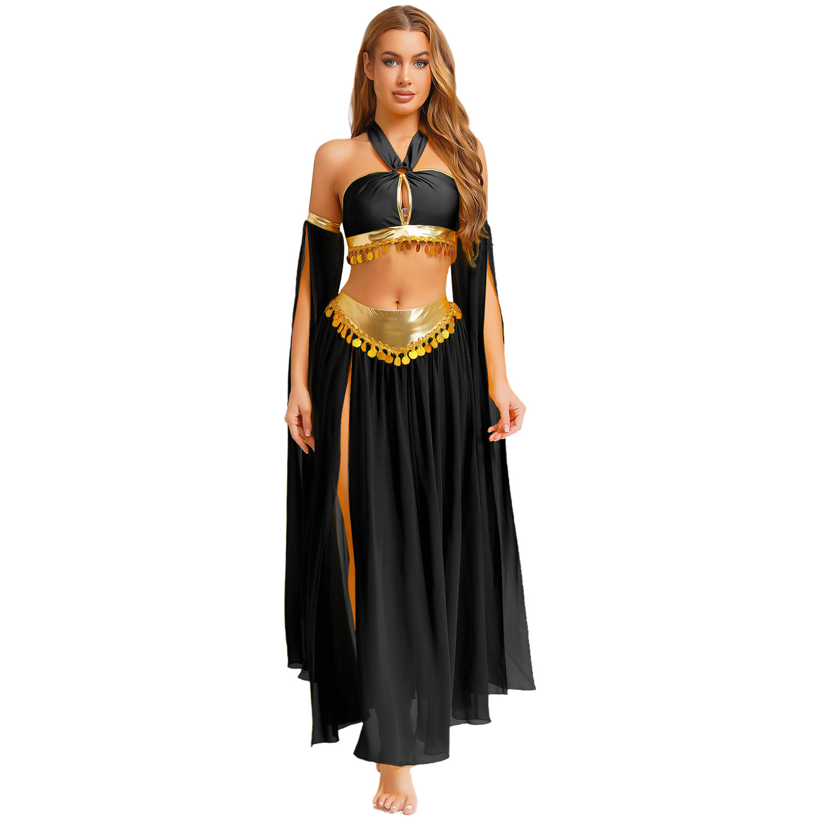 Costume de danse du ventre arabe ethnique pour femmes, tenue de princesse arabe, à paillettes, spectacle de danse orientale, tenues de danse du ventre