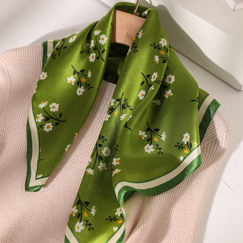 Foulard carré 100% soie de luxe pour femme, Hijab, Bandeau pour cheveux, Écharpe, Ruban, Foulard pour le cou