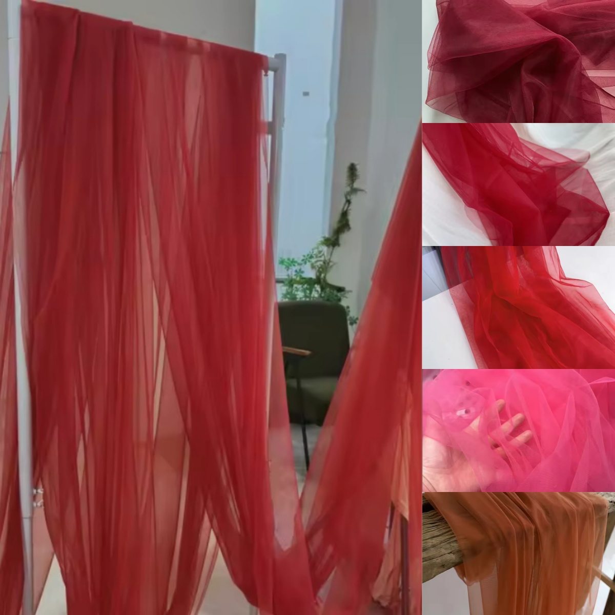 Tissu en Tulle doux bordeaux rouge rose pour robes de mariée, décoration de rideaux pour vêtements, disposition en maille, voile en filet, matériel de couture pour bricolage