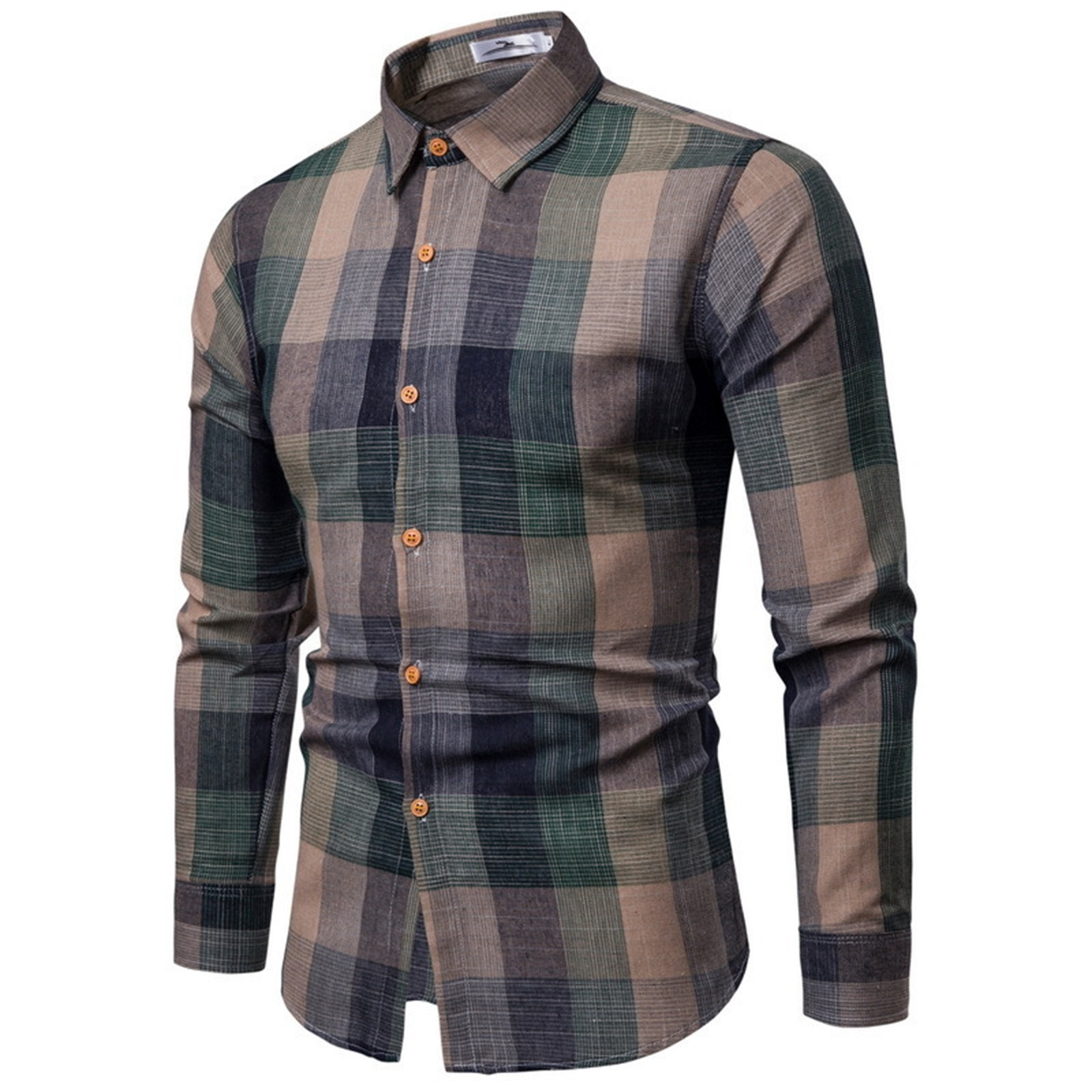 T-shirt à manches longues imprimé à carreaux pour hommes, chemise décontractée, mode masculine, affaires, loisirs, graphique