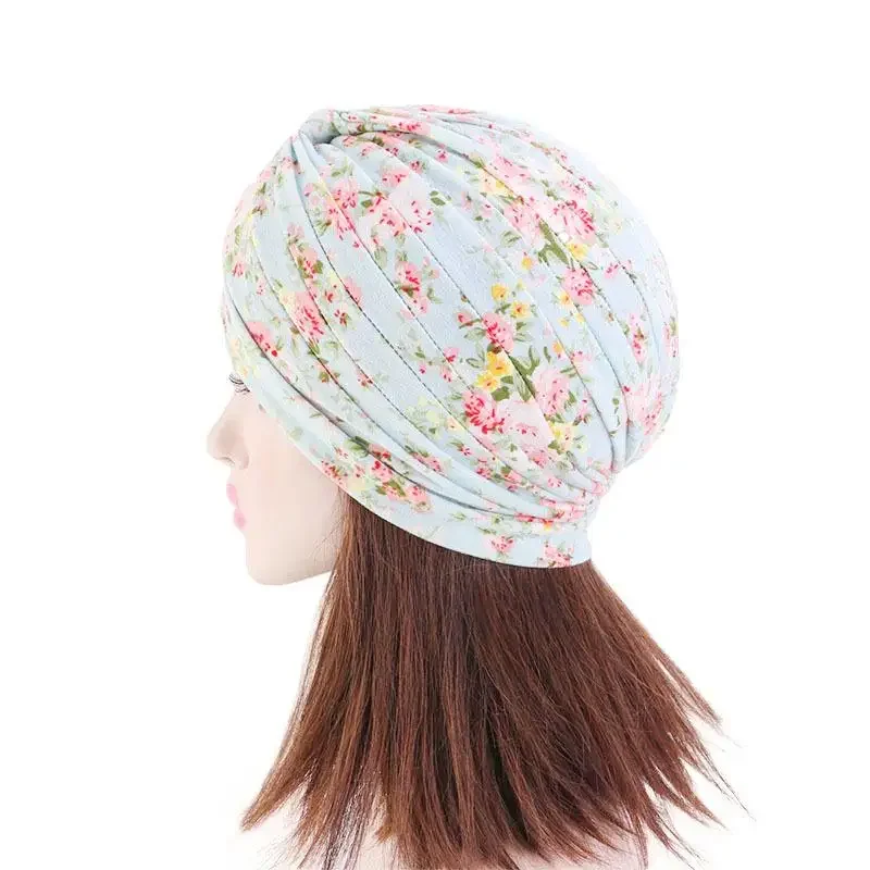 Turban indien femmes musulmanes Hijab imprimé fleuri chapeau Cancer chimio casquette islamique perte de cheveux couverture Bonnet Bonnet tête écharpe plissée