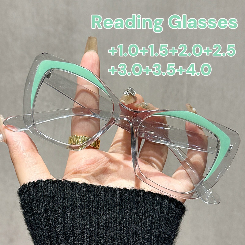 Lunettes presbytes pour femmes et hommes, mode œil de chat, lunettes décoratives surdimensionnées, Anti lumière bleue, vue lointaine, dioptrie