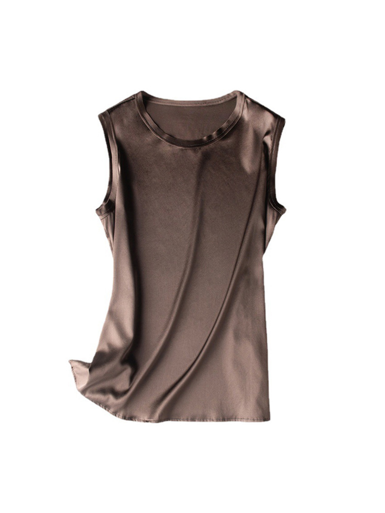 SuyaDream. Débardeurs en soie pour femmes, 93% Soie Véritable 7% Spandex, Ourlets bruts, T-shirt chic sans manches, Gilets d'été unis 2026