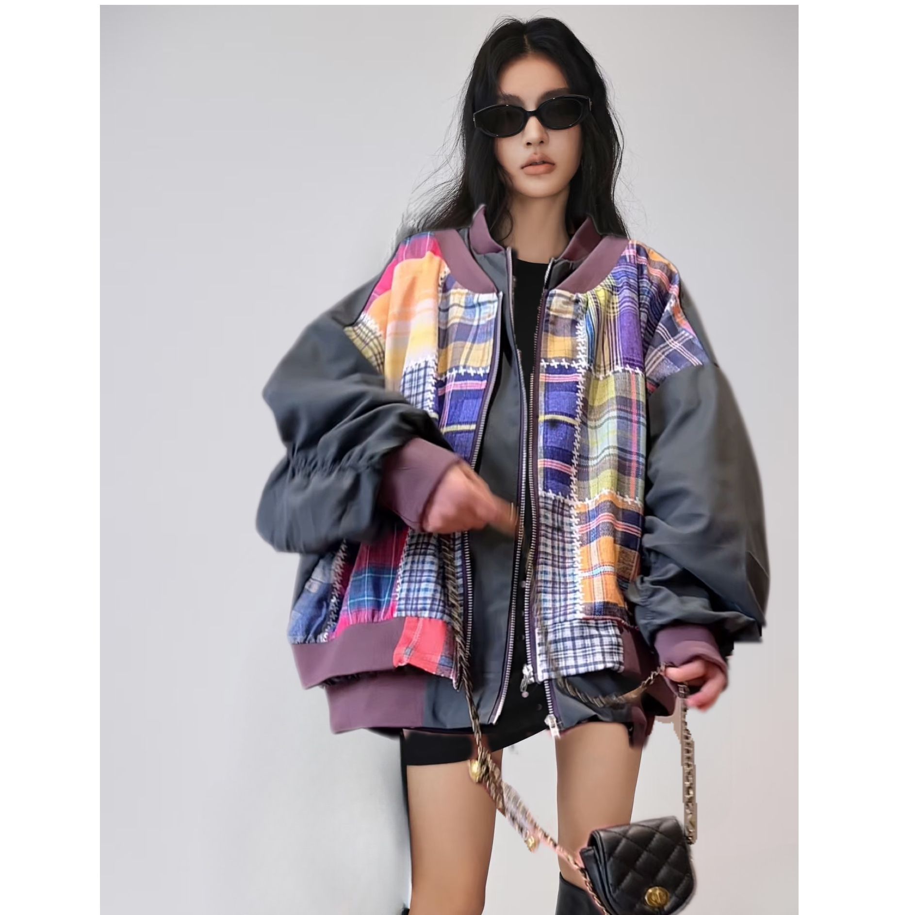 Manteau femmes mode coréenne Patchwork 2026 printemps automne à manches longues Style ample femmes manteau veste