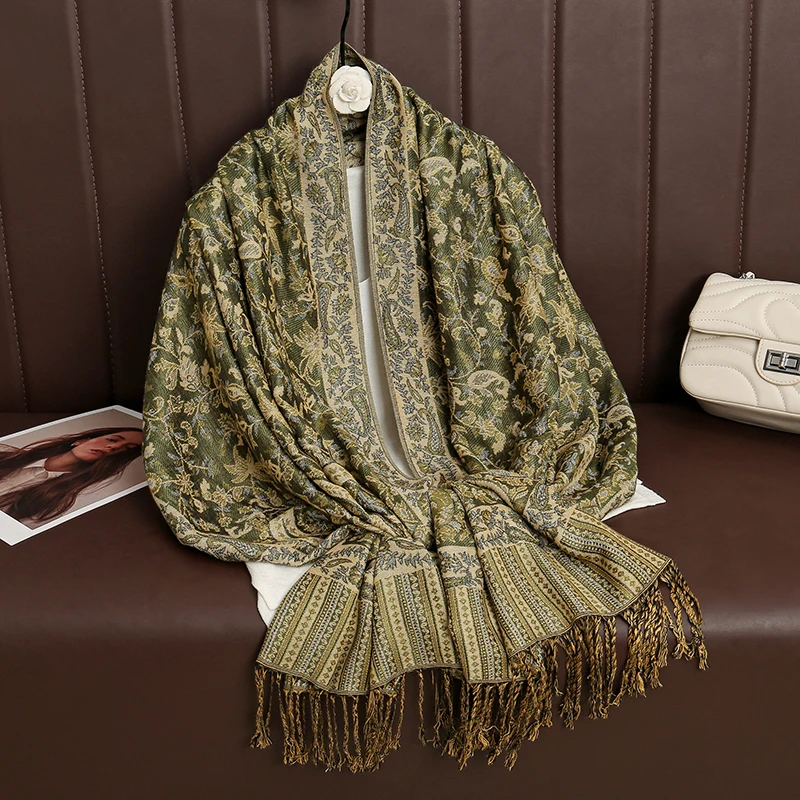 Châle de luxe de Style bohème pour femmes, écharpe en cachemire Jacquard Paisley de styliste, Hijab musulman Pashmina, Foulard enveloppant