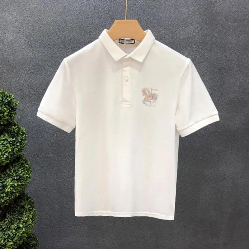 Hommes avec col T-shirt imprimé blanc col rond noir haute qualité luxe décontracté pas cher hauts Kpop vêtements en gros hommes polos