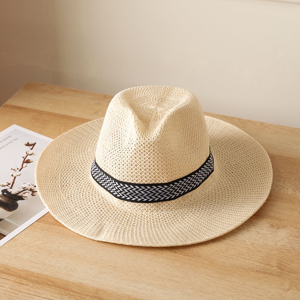 Chapeau de paille à large bord pour hommes et femmes, casquette de loisirs d'été, Fedora anderJazz, mode voyage, chapeau de soleil de loisirs, style simple, nouveau, 2022