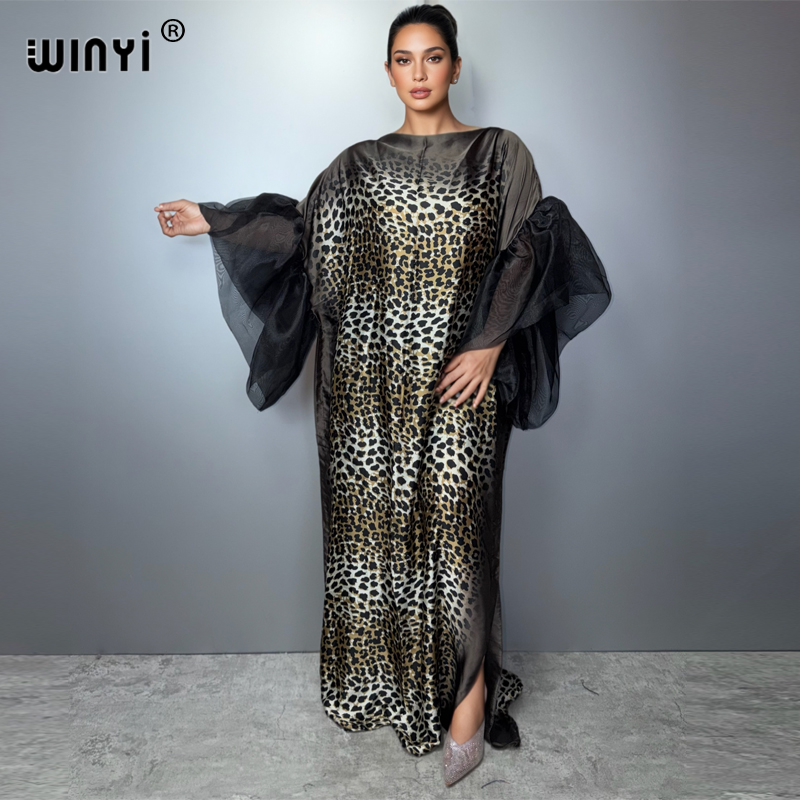 Robe Kaftan Rétro WINYI pour Femmes Musulmanes, Style Moyen-Orient Ample, Abaya de Vacances, Vêtements de Soirée de Luxe Dubaï