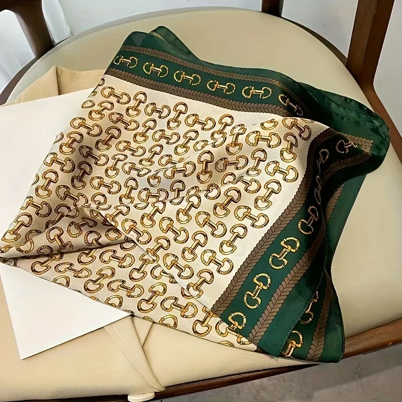 Écharpe carrée en Satin doux pour femmes, élégante, ronde verte à la mode, tissée douce, accessoire de mode, enveloppe de cou polyvalente