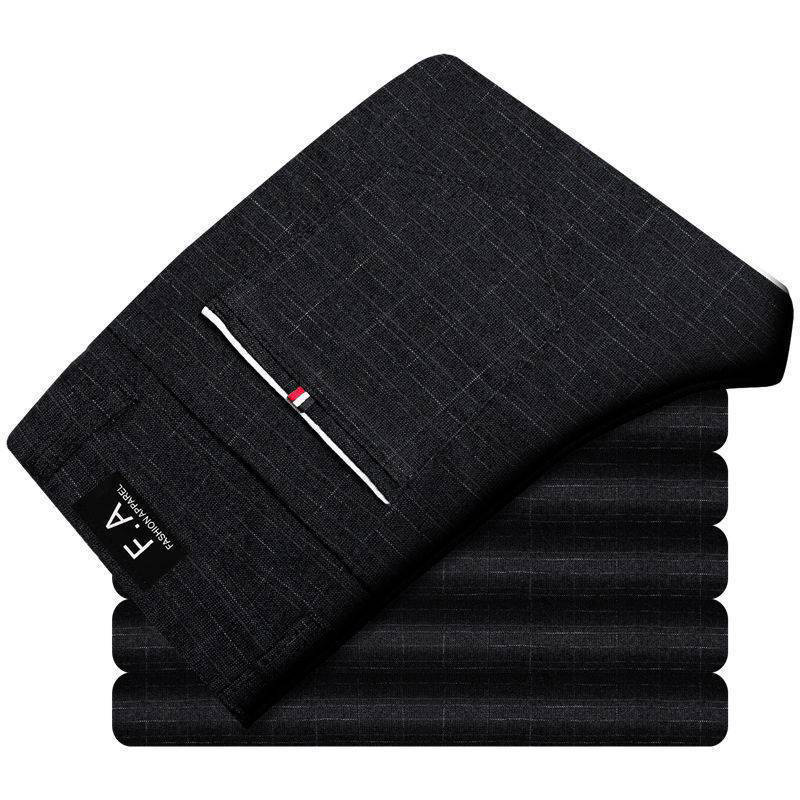Pantalon décontracté en coton respirant et confortable pour hommes, coupe cintrée, droit, style coréen, extensible, noir, gris, bleu