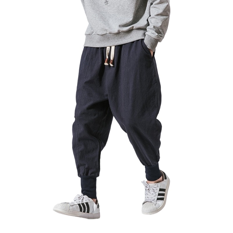 FGKKS-Pantalon Sarouel en Coton pour Homme, Vêtement Décontracté de Couleur Unie, à la Mode, Grande Taille