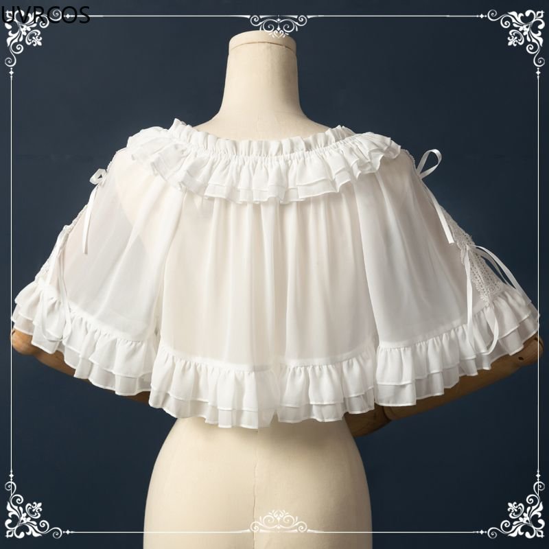Été doux Lolita châle manteau femmes Vintage élégant nœud pansement en mousseline de soie Cardigan ample couverture extérieure haut mignon mince maille Cape manteau