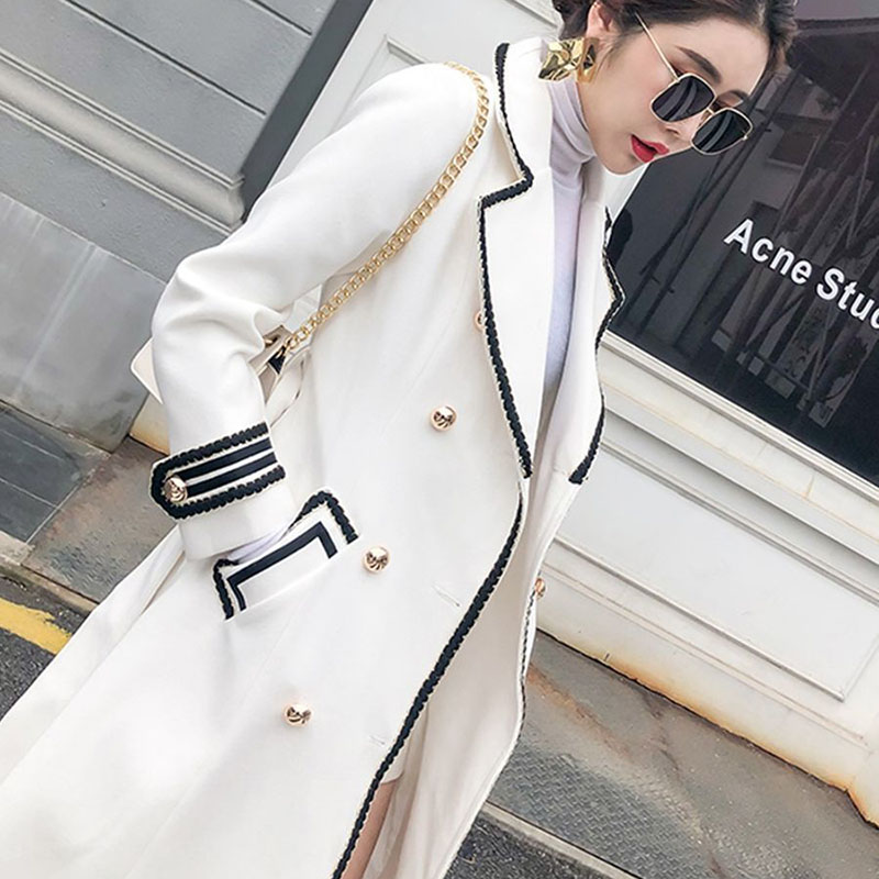 Nouveau manteau Long en laine pour femme automne hiver épais mince noir Double boutonnage Trench manteaux femme coréenne décontracté Parker pardessus