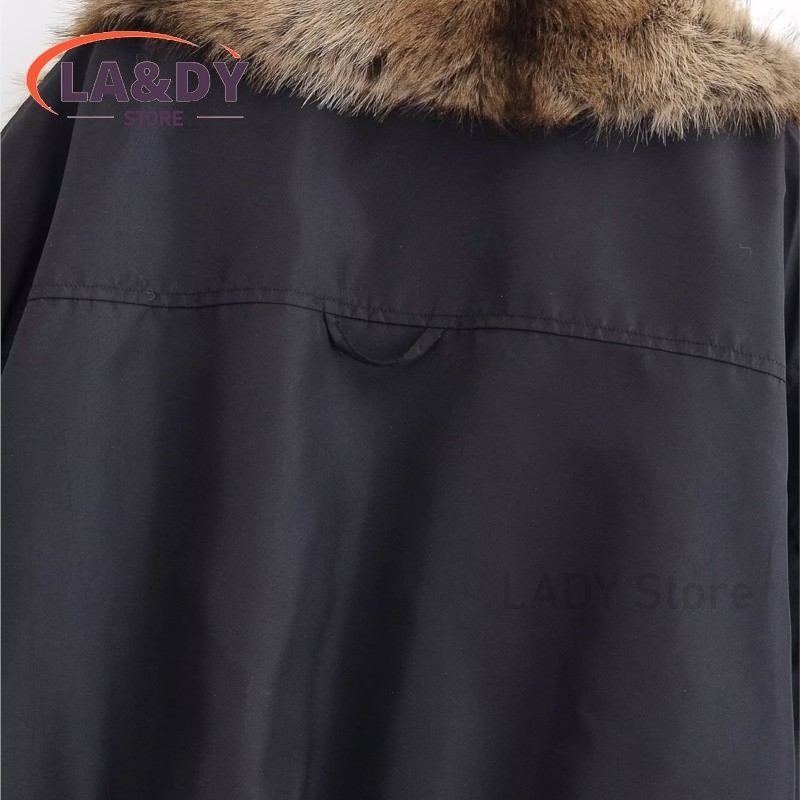 Manteau d'hiver en fausse fourrure pour femme 2026, col en fausse fourrure, décontracté, manches longues, parka ample